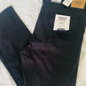 NWT Mens comfort stretch slim straight black pants size 42X32